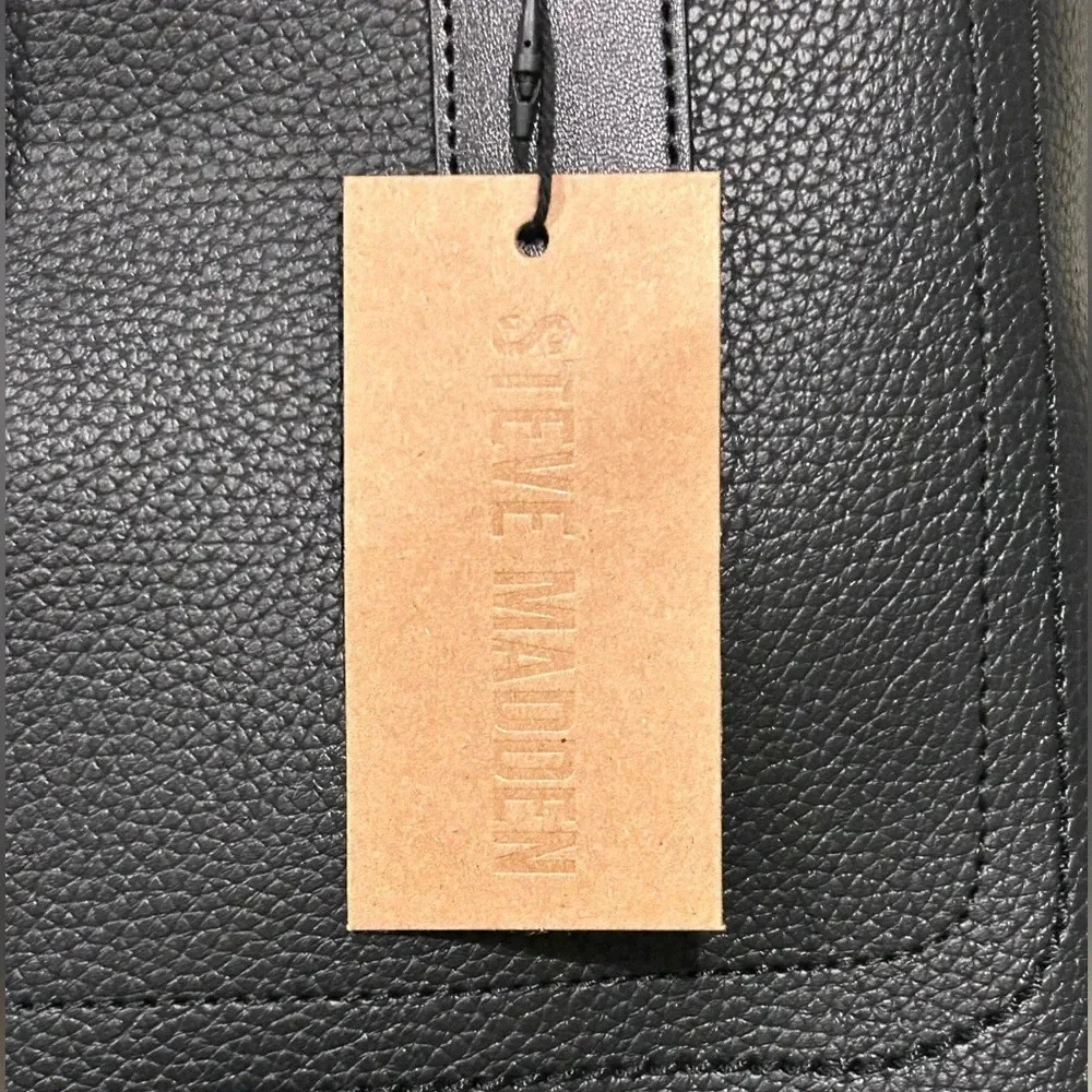 BRAND NEW WITH TAGS STEVE MADDEN MATTE BLACK BGOOSE TOTE. - Picture 8 of 11